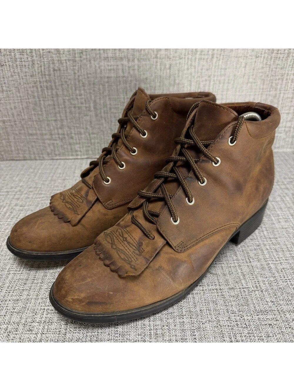 Ariat Boots Womens 9.5 B M Heritage Lacer Kiltie Brown Leather Lace-Up Western